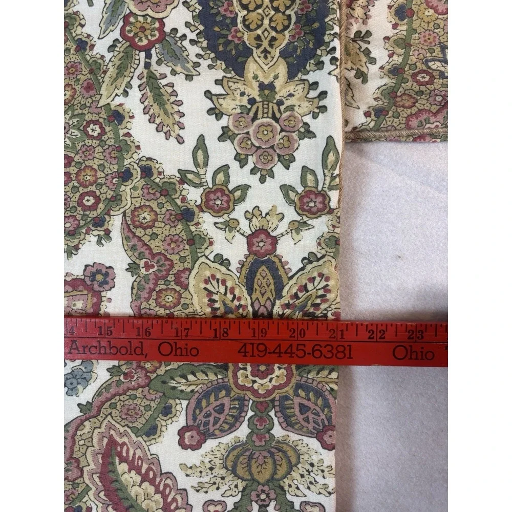 Pottery Barn Pillow‎ Shams 22x22 Pair Multicolor Cotton Floral W/ Jute Piping